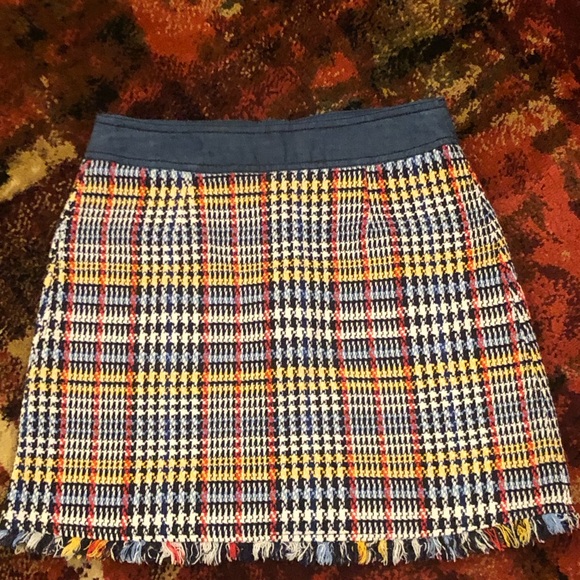 Zara Blue and Multicolor Plaid Mini Skirt SZ S - Picture 7 of 8